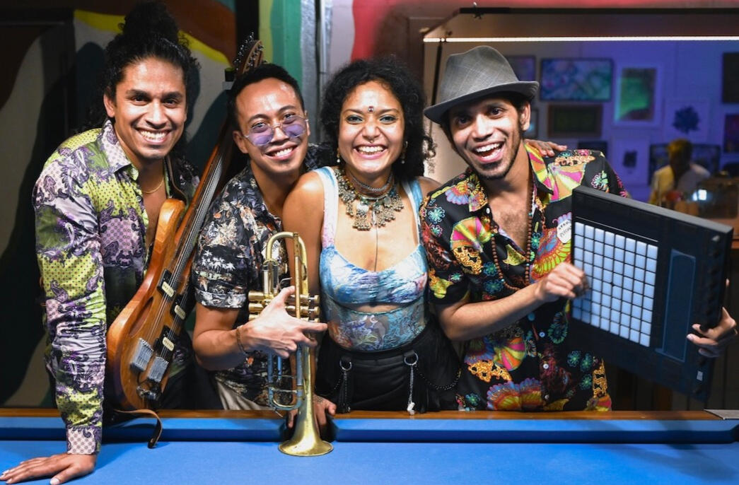 Mantravine band portrait – Singapore Mantravine neo‑ethnic fusion band portrait from Singapore